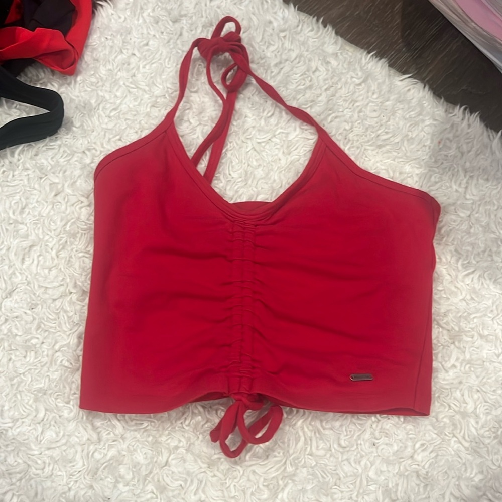Red halter top
